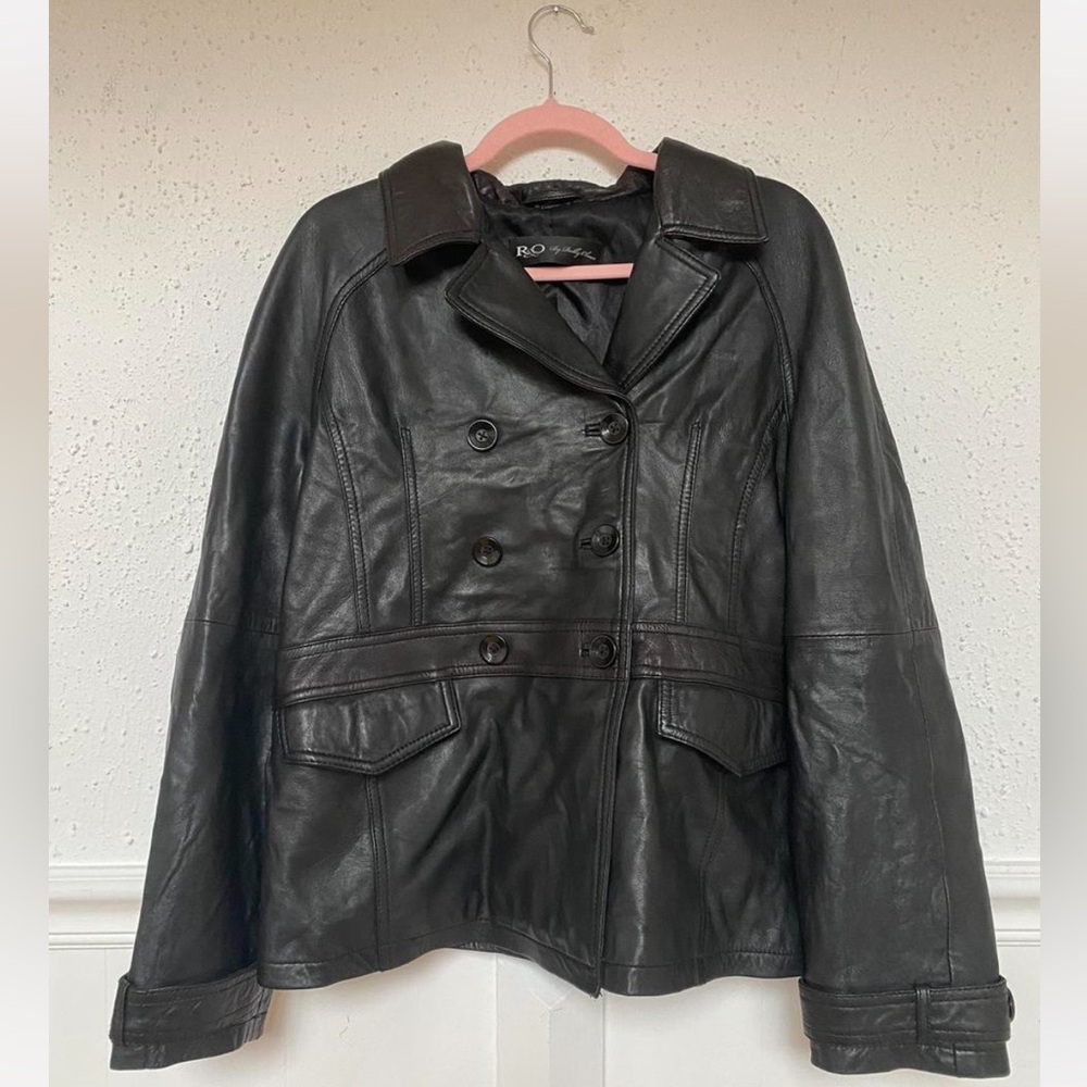 Black Double-Breasted Leather Jacket